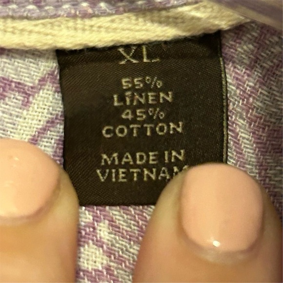 Tasso Elba Men's XL Purple Paisley Linen Blend Short Sleeve Shirt - Picture 7 of 9